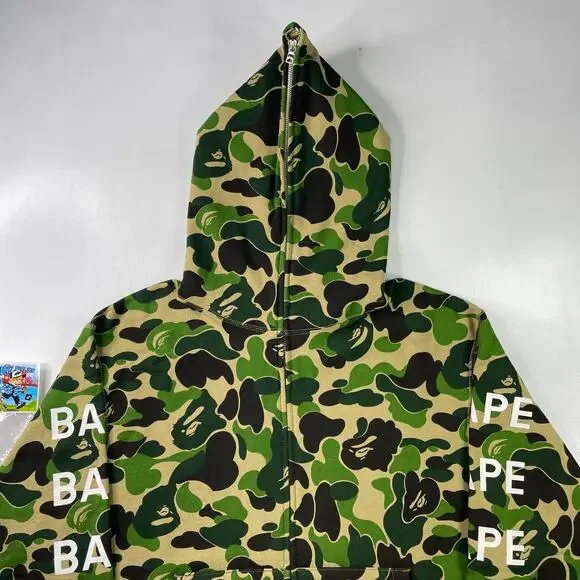 BAPE Green ABC Camo Logo Edition Full Zip Hoodie Size L - Picture 4 of 9